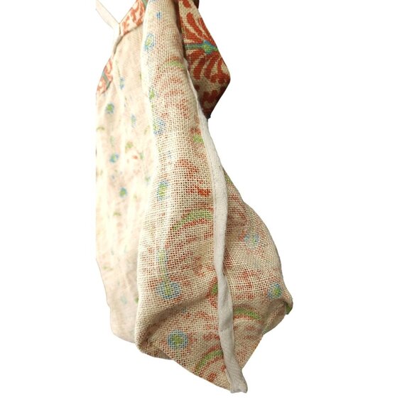 Jute Burlap Tote Floral Design Multi-Color Eco Friendly Reusable Shopping Bag - Picture 8 of 14